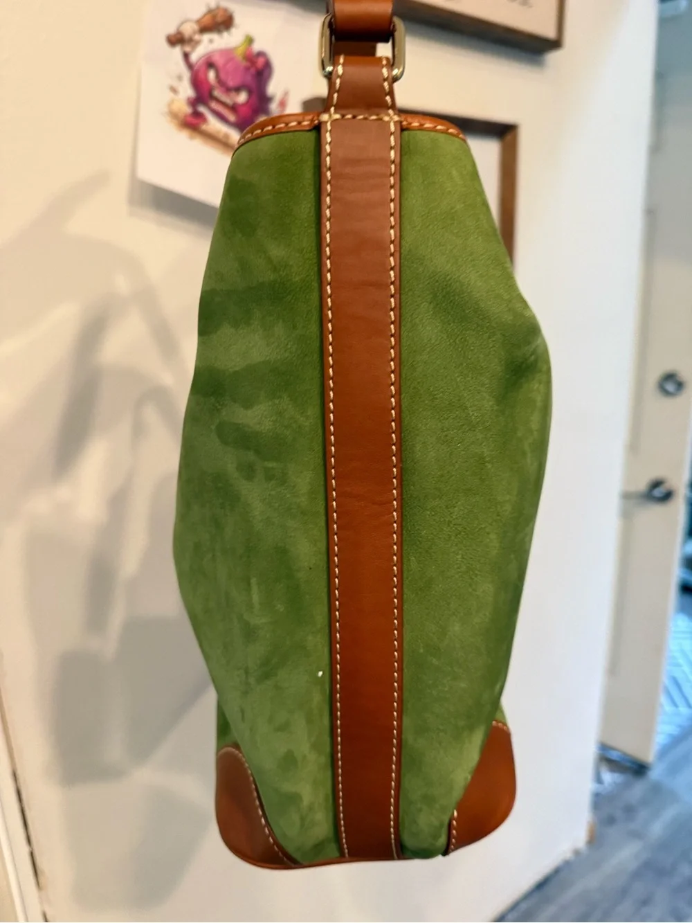 NWT Dooney & Bourke Green Suede Sac Shoulder Bag RARE $345 - Picture 4 of 9